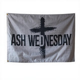 3x5ft "ASH WEDNESDAY" Flag, Light Gray Polyester Banner with Brass Grommets, Ideal for Church Services & Lenten Observance, Customizable