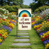 12x18 Inch Hello Spring Garden Flag 3 Layer Knitted Polyester Double Sided Vertical Yard Flag, Customizable Spring Floral Outdoor Decor