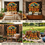 All You Need Is Love Flag 3x5 FT Retro Rainbow Peace Sign Hippie Flower Wall Decor Indoor Outdoor Hanging Banner Polyester Sign