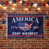 3x5FT America 250th Birthday Flag 1776-2026 Patriotic Polyester Banner Customizable