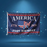 3x5FT America 250th Birthday Flag 1776-2026 Patriotic Polyester Banner Customizable