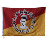 3x5 ft Premium Polyester Audrey Hepburn Banner Crown Silhouette Red Gold Diagonal Black Metal Font Wall Art