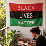 3x5ft Black Lives Matter Pan-African Flag, Red Black Green Polyester Banner with Brass Grommets, Equality Theme Decor for Home & Events