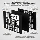 3x5FT Blessed Stressed & Mildly Possessed Funny Gothic Flag Wall Decor for Home Bedroom Gym Office Indoor Outdoor Banner