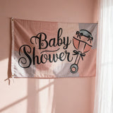 3x5ft Baby Shower Banner, Fade-Resistant Polyester Flag with Stroller Graphic, Customizable Wall Hanging for Baby Shower & Gender Reveal Parties