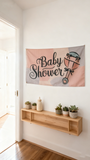 3x5ft Baby Shower Banner, Fade-Resistant Polyester Flag with Stroller Graphic, Customizable Wall Hanging for Baby Shower & Gender Reveal Parties