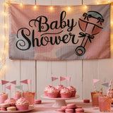 3x5ft Baby Shower Banner, Fade-Resistant Polyester Flag with Stroller Graphic, Customizable Wall Hanging for Baby Shower & Gender Reveal Parties