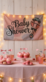 3x5ft Baby Shower Banner, Fade-Resistant Polyester Flag with Stroller Graphic, Customizable Wall Hanging for Baby Shower & Gender Reveal Parties