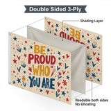 Be Proud Of Who You Are Flag 3x5 FT Retro Folk Star Floral Inspirational Cream Banner Wall Decor Indoor Outdoor Hanging Polyester