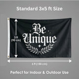 3x5FT Be Unique Inspirational Flag Motivational Wall Decor for Home Gym Bedroom Office Indoor Outdoor Hanging Banner