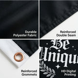 3x5FT Be Unique Inspirational Flag Motivational Wall Decor for Home Gym Bedroom Office Indoor Outdoor Hanging Banner