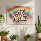 3x5FT Be Kind Flag Vintage Patchwork  Banner,  Polyester Boho Wall Hanging , Customizable Positive Decor for Home Dorm Festival