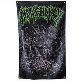 Brutal Death Metal Wall Flag High-Density Polyester Neon Green Logo Abstract Gore Art Banner for Bedroom & Concert Decor