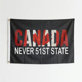 Canada Never 51st State Flag 3x5 FT Maple Leaf Grunge Patriotic Black Red White Banner Wall Decor Indoor Outdoor Hanging Polyester