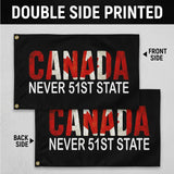 Canada Never 51st State Flag 3x5 FT Maple Leaf Grunge Patriotic Black Red White Banner Wall Decor Indoor Outdoor Hanging Polyester