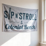 3x5 ft Polyester Colonial Beach Flag Retro Nautical Sip N' Stroll Banner for Beach House Decor, Custom Flags
