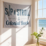 3x5 ft Polyester Colonial Beach Flag Retro Nautical Sip N' Stroll Banner for Beach House Decor, Custom Flags