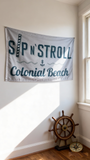 3x5 ft Polyester Colonial Beach Flag Retro Nautical Sip N' Stroll Banner for Beach House Decor, Custom Flags