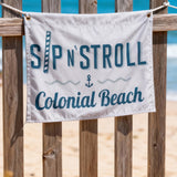3x5 ft Polyester Colonial Beach Flag Retro Nautical Sip N' Stroll Banner for Beach House Decor, Custom Flags