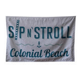 3x5 ft Polyester Colonial Beach Flag Retro Nautical Sip N' Stroll Banner for Beach House Decor, Custom Flags