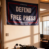 3x5ft "DEFEND FREE PRESS" Flag, Blue Polyester Banner with Brass Grommets, Ideal for Protests & Media Advocacy, Customizable