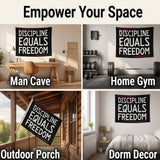 Discipline Equals Freedom Flag 3x5 FT Black Motivational Quote Banner Double Stitched Polyester Wall Decor Indoor Outdoor