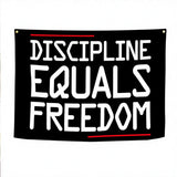 Discipline Equals Freedom Flag 3x5 FT Black Motivational Quote Banner Double Stitched Polyester Wall Decor Indoor Outdoor