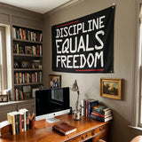 Discipline Equals Freedom Flag 3x5 FT Black Motivational Quote Banner Double Stitched Polyester Wall Decor Indoor Outdoor