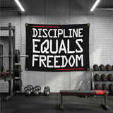 Discipline Equals Freedom Flag 3x5 FT Black Motivational Quote Banner Double Stitched Polyester Wall Decor Indoor Outdoor