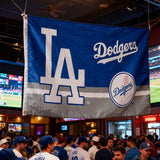 3x5ft Los Angeles Dodgers Flag, Blue & Gray Polyester Banner with LA Logo & Dodgers Script, Ideal for MLB Viewing Parties & Fan Caves, Customizable