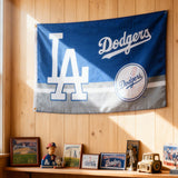 3x5ft Los Angeles Dodgers Flag, Blue & Gray Polyester Banner with LA Logo & Dodgers Script, Ideal for MLB Viewing Parties & Fan Caves, Customizable