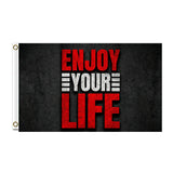 Enjoy Your Life Flag 3x5 FT Motivational Inspirational Grunge Black Red White Banner Wall Decor Indoor Outdoor Hanging Polyester Sign