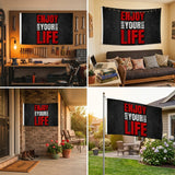 Enjoy Your Life Flag 3x5 FT Motivational Inspirational Grunge Black Red White Banner Wall Decor Indoor Outdoor Hanging Polyester Sign