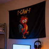 3x5ft "F-CAW-F" Funny Rooster Flag, Black Polyester Banner with Brass Grommets, Ideal for Garage Decor & Party Pranks, Customizable
