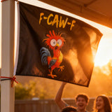 3x5ft "F-CAW-F" Funny Rooster Flag, Black Polyester Banner with Brass Grommets, Ideal for Garage Decor & Party Pranks, Customizable