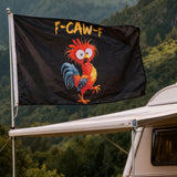 3x5ft "F-CAW-F" Funny Rooster Flag, Black Polyester Banner with Brass Grommets, Ideal for Garage Decor & Party Pranks, Customizable
