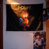 3x5ft "F-CAW-F" Funny Rooster Flag, Black Polyester Banner with Brass Grommets, Ideal for Garage Decor & Party Pranks, Customizable