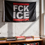 3x5ft "FCK ICE" Protest Flag, Black & Red Polyester Banner with Brass Grommets, Ideal for Immigration Rights Rallies & Activist Displays, Customizable