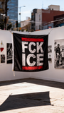 3x5ft "FCK ICE" Protest Flag, Black & Red Polyester Banner with Brass Grommets, Ideal for Immigration Rights Rallies & Activist Displays, Customizable