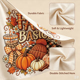Fall Basics 3x5 Ft Autumn Flag with Pumpkins, Leaves and Coffee Cup, Rustic Fall Home Wall Decor Banner