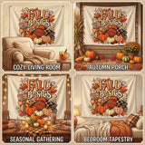 Fall Basics 3x5 Ft Autumn Flag with Pumpkins, Leaves and Coffee Cup, Rustic Fall Home Wall Decor Banner