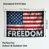 Freedom USA Flag 3x5 FT Grunge Paint Splatter Patriotic Black Red White Banner Wall Decor Indoor Outdoor Hanging Polyester Sign