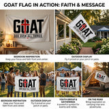 GOAT God Over All Things 3x5 Ft Christian Flag, Religious Faith Banner for Home, Church, Room and Outdoor Decor