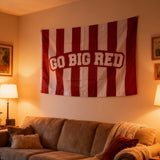 Vibrant Go Big Red Team Pride Banner Premium Polyester Double Stitched Fade Proof for Sunlit Plant-Filled Bedroom Dorm Room College Fan Home Decoration