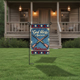 12x18IN God Bless America Garden Flag, 3D Star Patriotic Banner, 3-Layer Knitted Polyester Double Sided 4th of July Decor for Patio & Yard