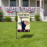 12x18IN God Bless America Garden Flag, 3D Star Patriotic Banner, 3-Layer Knitted Polyester Double Sided 4th of July Decor for Patio & Yard