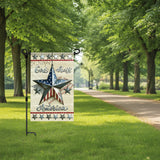 12x18IN God Bless America Garden Flag, 3D Star Patriotic Banner, 3-Layer Knitted Polyester Double Sided 4th of July Decor for Patio & Yard