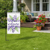 12x18IN Greenery Welcome Garden Flag, Watercolor Eucalyptus Floral Banner, 3-Layer Knitted Polyester Double Sided Rustic Decor for Patio & Porch