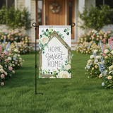 12x18 Inch Home Sweet Home Garden Flag 3 Layer Knitted Polyester Double Sided Vertical Yard Flag, Customizable Floral House Outdoor Decor