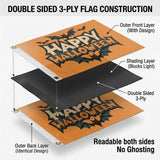 Happy Halloween Flag 3x5 FT Retro Comic Bat Orange Black Bold Banner Wall Decor Indoor Outdoor Party Hanging Sign Polyester
